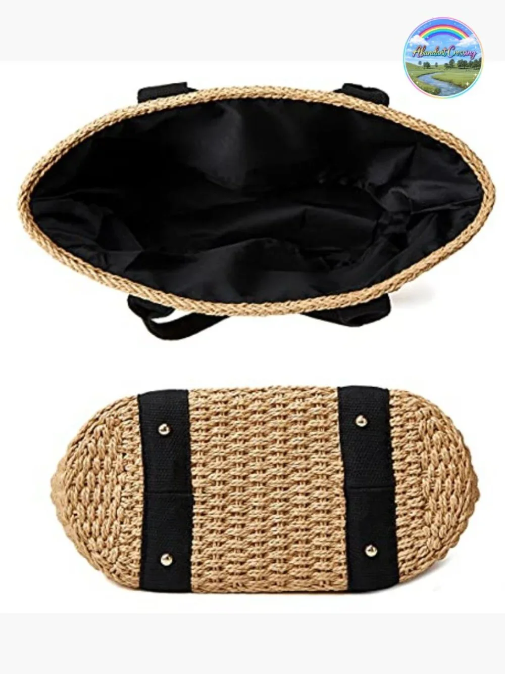 Handwoven Straw Tote Beach Bag Summer Hobo Purse Drawstring Closure